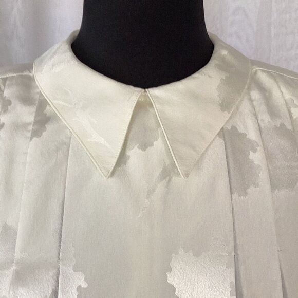 Vintage Jones New York Silk Blouse Cream Shoulder Pads Women’s Small - Picture 5 of 8